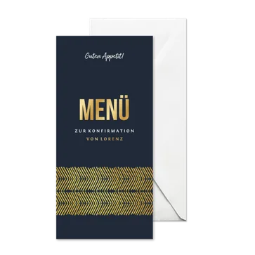 Menükarte zur Konfirmation Goldlook grafisch